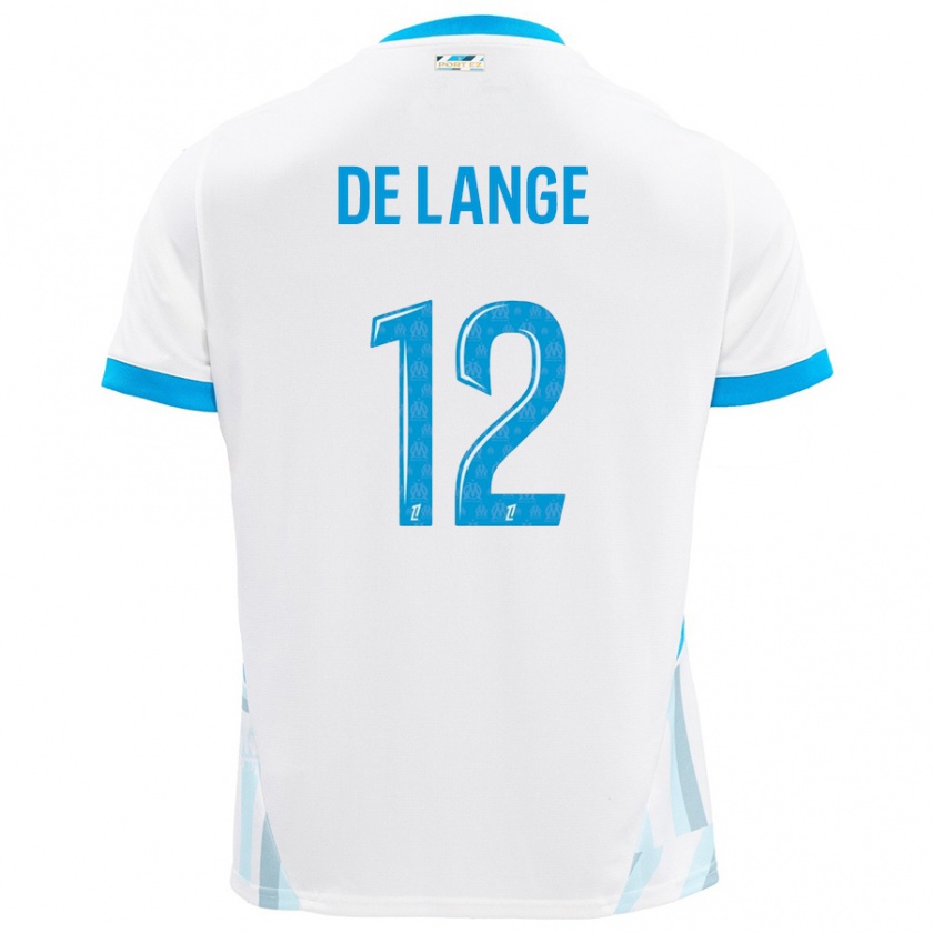 Kandiny Femme Maillot Jeffrey De Lange #12 Blanc Bleu Ciel Tenues Domicile 2024/25 T-Shirt