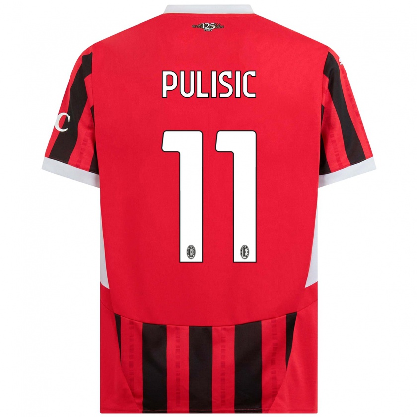 Kandiny Femme Maillot Christian Pulisic #11 Rouge Noir Tenues Domicile 2024/25 T-Shirt