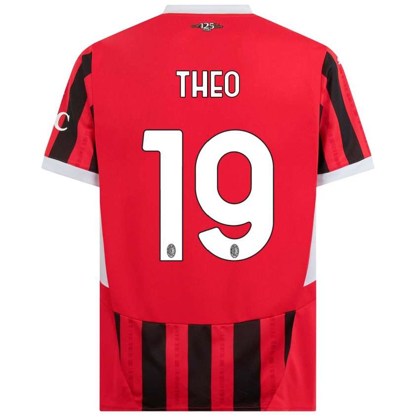 Kandiny Femme Maillot Theo Hernández #19 Rouge Noir Tenues Domicile 2024/25 T-Shirt