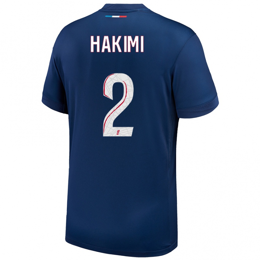 Kandiny Femme Maillot Achraf Hakimi #2 Bleu Marine Blanc Tenues Domicile 2024/25 T-Shirt