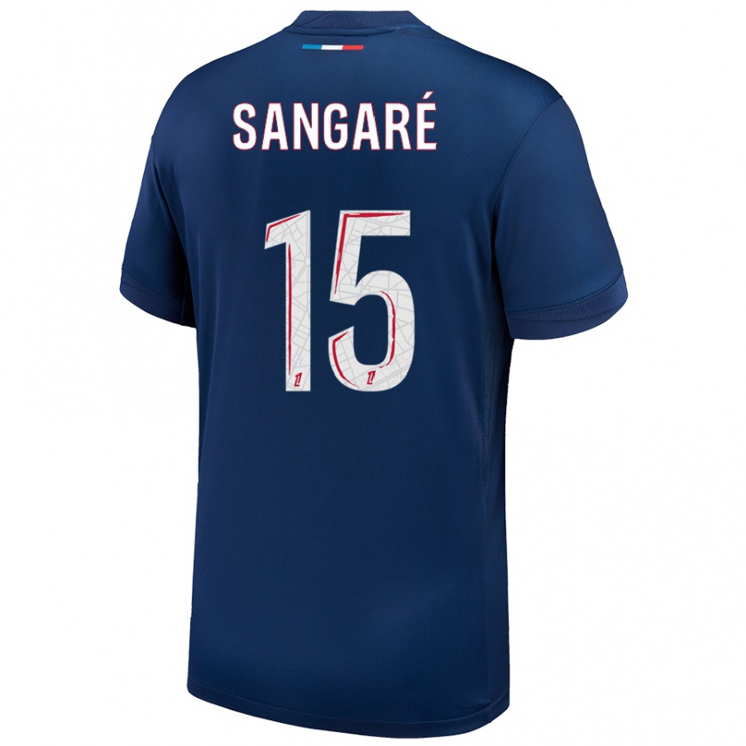 Kandiny Femme Maillot Mahamadou Sangaré #15 Bleu Marine Blanc Tenues Domicile 2024/25 T-Shirt