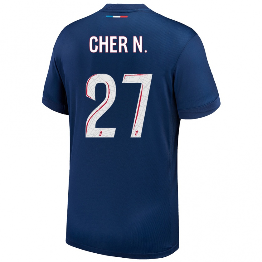 Kandiny Femme Maillot Cher Ndour #27 Bleu Marine Blanc Tenues Domicile 2024/25 T-Shirt