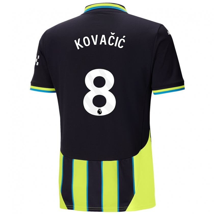 Kandiny Femme Maillot Mateo Kovacic #8 Bleu Jaune Tenues Extérieur 2024/25 T-Shirt