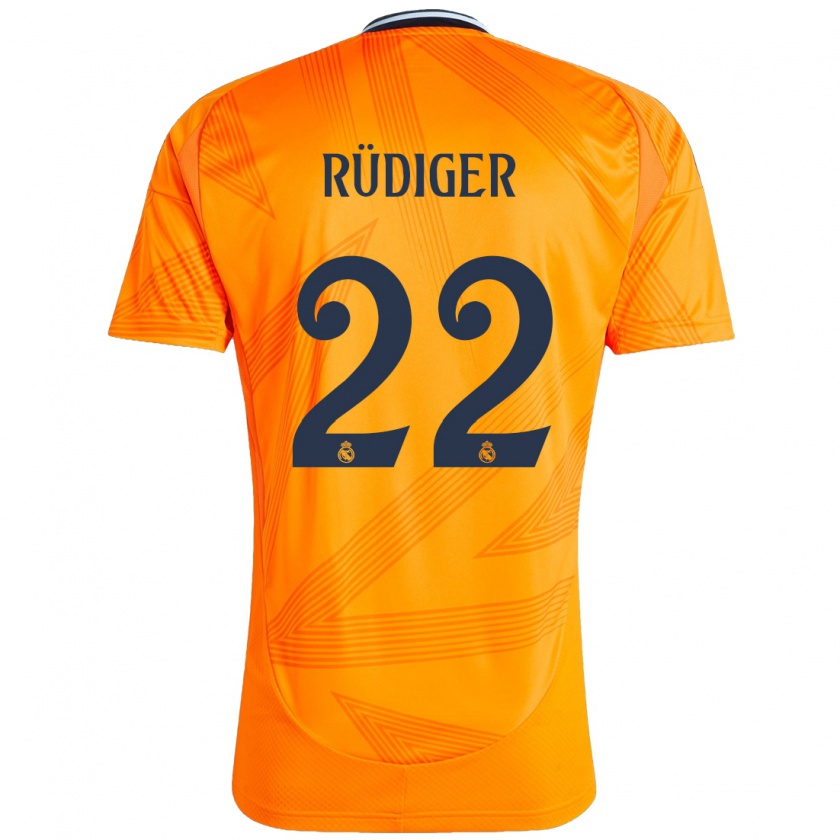 Kandiny Femme Maillot Antonio Rüdiger #22 Orange Tenues Extérieur 2024/25 T-Shirt