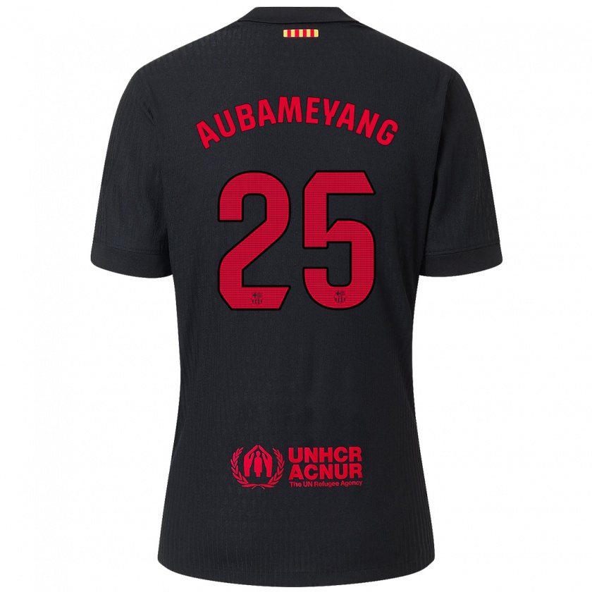 Kandiny Femme Maillot Pierre Emerick Aubameyang #25 Noir Rouge Tenues Extérieur 2024/25 T-Shirt