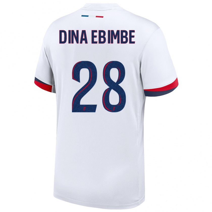 Kandiny Femme Maillot Eric Junior Dina Ebimbe #28 Blanc Bleu Rouge Tenues Extérieur 2024/25 T-Shirt