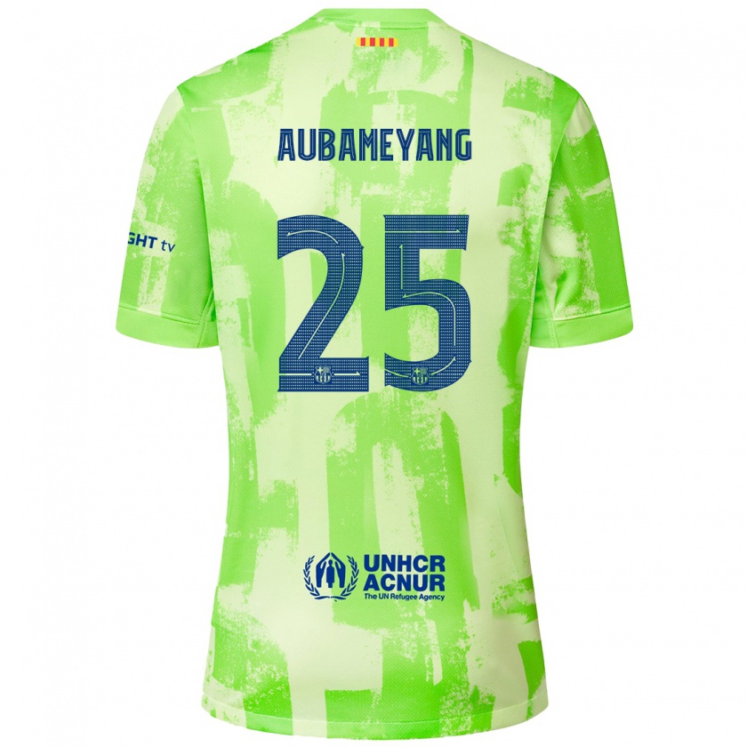 Kandiny Femme Maillot Pierre Emerick Aubameyang #25 Citron Vert Troisieme 2024/25 T-Shirt