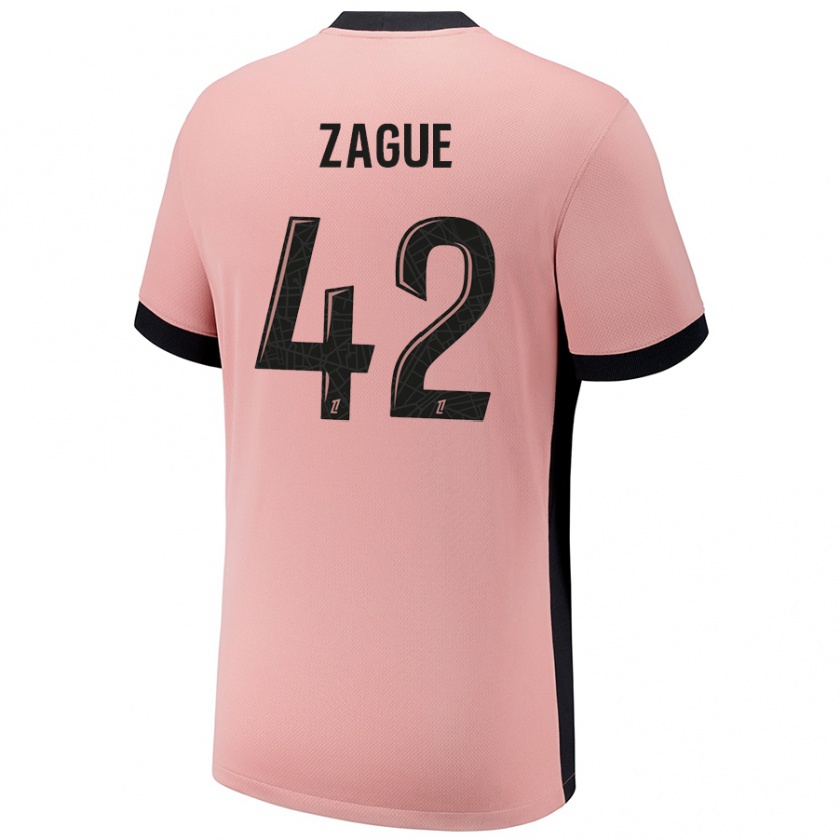 Kandiny Femme Maillot Yoram Zague #42 Rouille Rose Troisieme 2024/25 T-Shirt