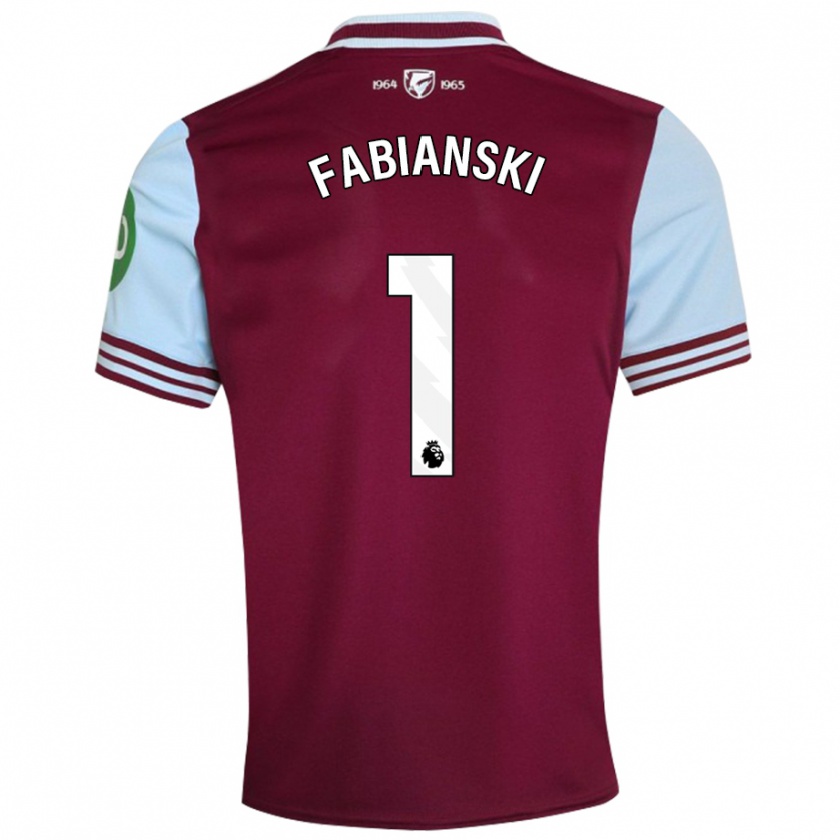 Kandiny Enfant Maillot Lukasz Fabianski #1 Rouge Foncé Tenues Domicile 2024/25 T-Shirt