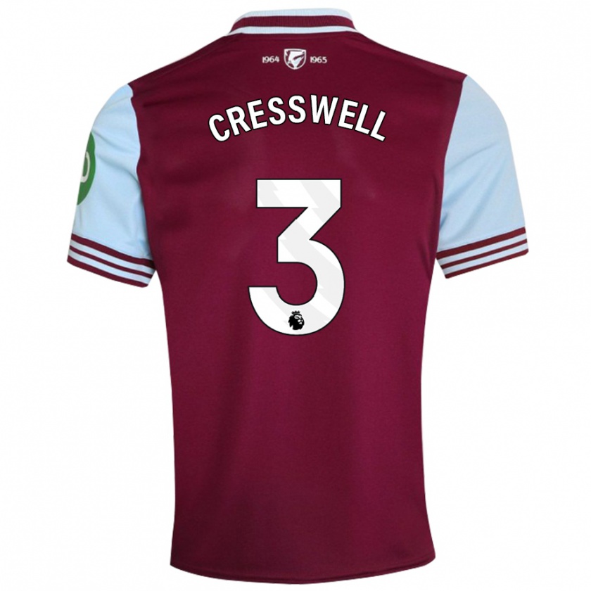 Kandiny Enfant Maillot Aaron Cresswell #3 Rouge Foncé Tenues Domicile 2024/25 T-Shirt