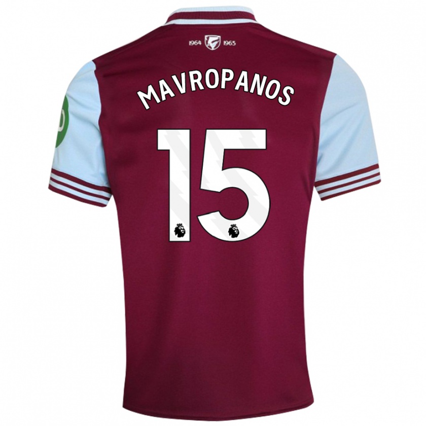 Kandiny Enfant Maillot Konstantinos Mavropanos #15 Rouge Foncé Tenues Domicile 2024/25 T-Shirt