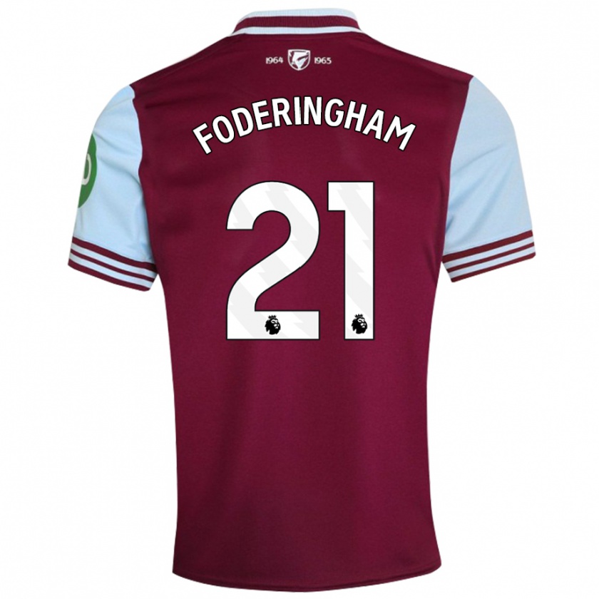 Kandiny Enfant Maillot Wes Foderingham #21 Rouge Foncé Tenues Domicile 2024/25 T-Shirt