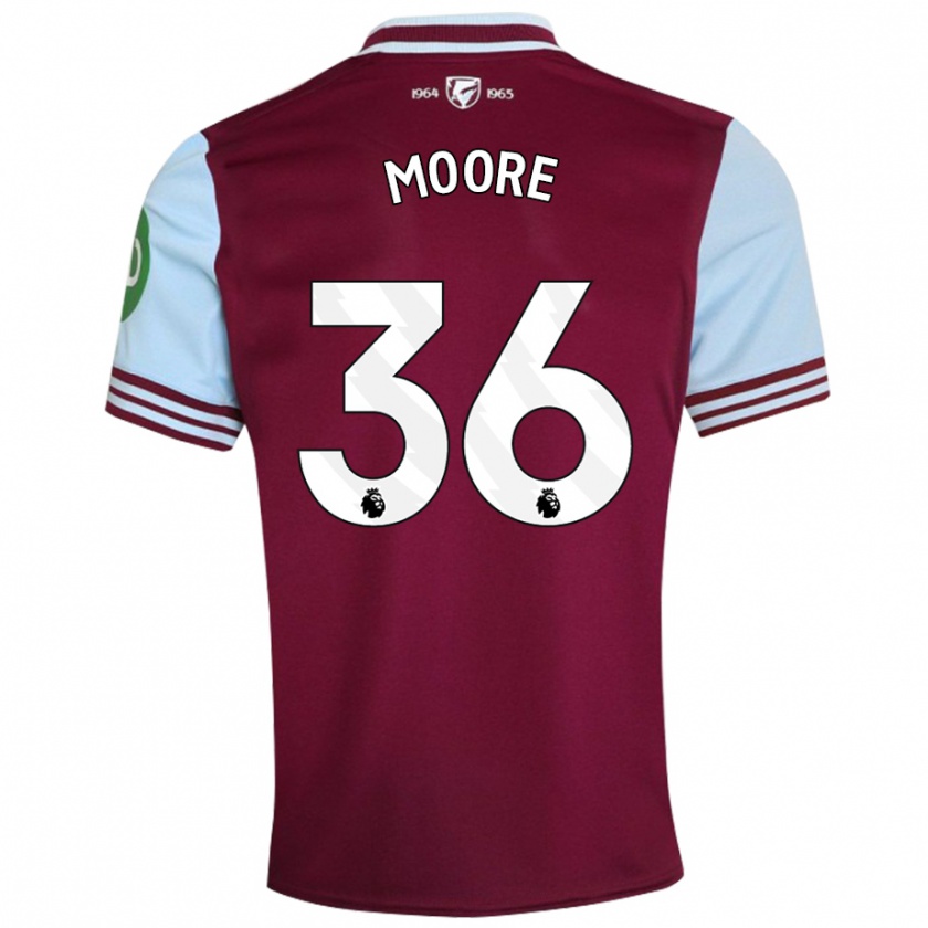 Kandiny Enfant Maillot Sean Moore #36 Rouge Foncé Tenues Domicile 2024/25 T-Shirt