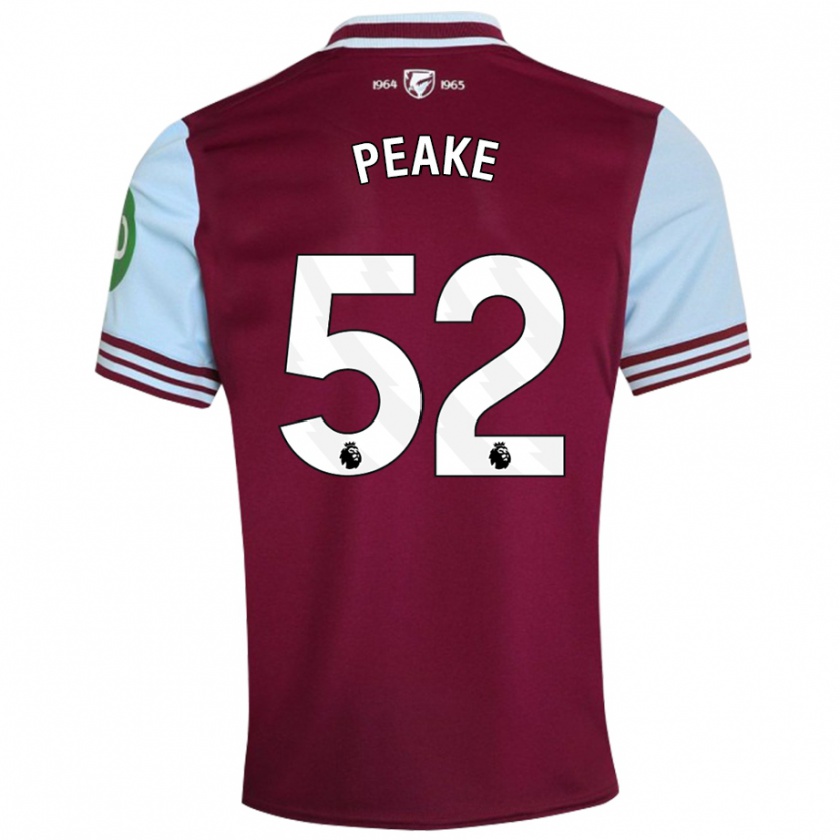 Kandiny Enfant Maillot Lennon Peake #52 Rouge Foncé Tenues Domicile 2024/25 T-Shirt