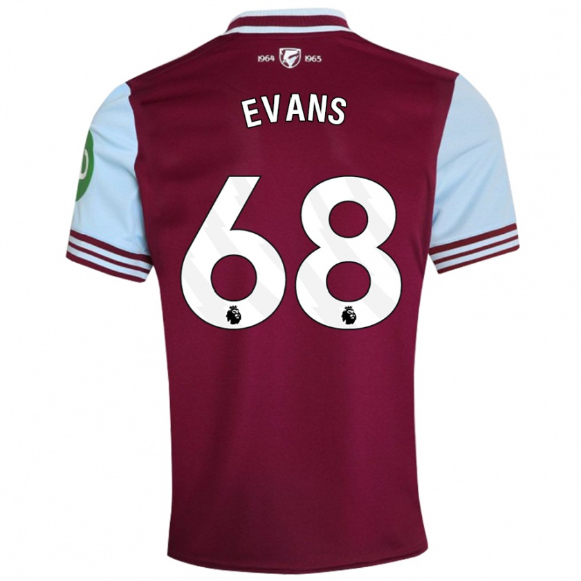 Kandiny Enfant Maillot Isaac Evans #68 Rouge Foncé Tenues Domicile 2024/25 T-Shirt