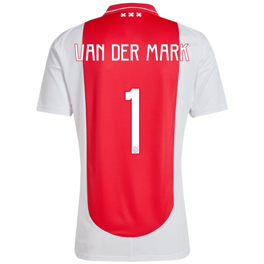 Kandiny Enfant Maillot Jesper Van Der Mark #1 Rouge Blanc Tenues Domicile 2024/25 T-Shirt