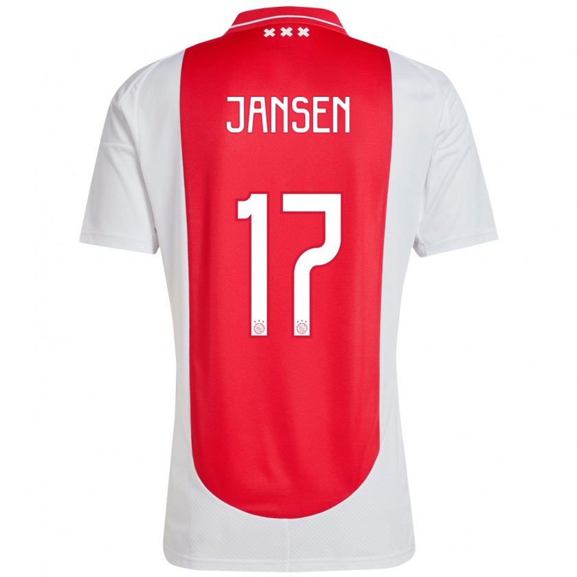 Kandiny Enfant Maillot Bente Jansen #17 Rouge Blanc Tenues Domicile 2024/25 T-Shirt