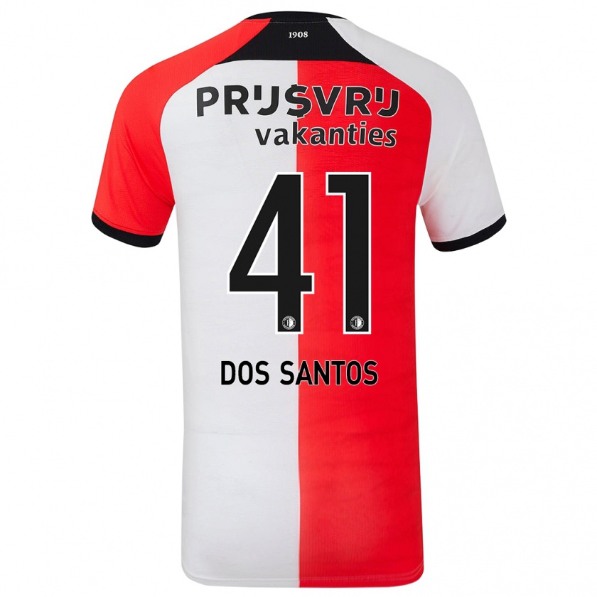 Kandiny Enfant Maillot Giuliany Ben-David Dos Santos #41 Rouge Blanc Tenues Domicile 2024/25 T-Shirt