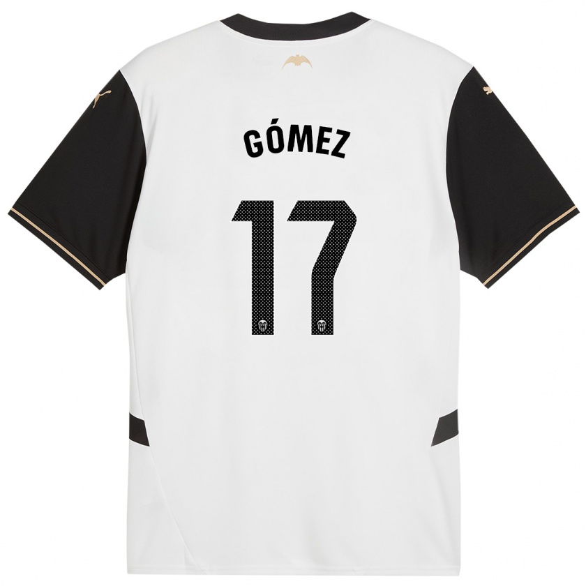 Kandiny Enfant Maillot Dani Gómez #17 Blanc Noir Tenues Domicile 2024/25 T-Shirt