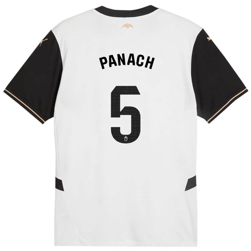 Kandiny Enfant Maillot Alejandro Panach #5 Blanc Noir Tenues Domicile 2024/25 T-Shirt