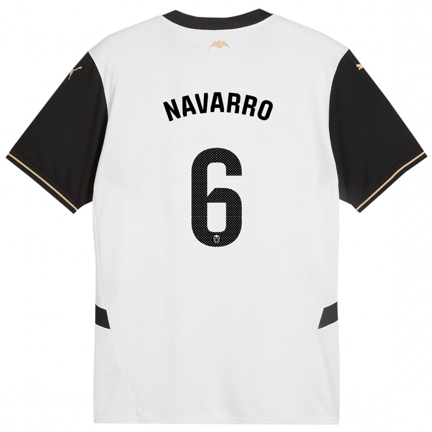 Kandiny Enfant Maillot Javi Navarro #6 Blanc Noir Tenues Domicile 2024/25 T-Shirt