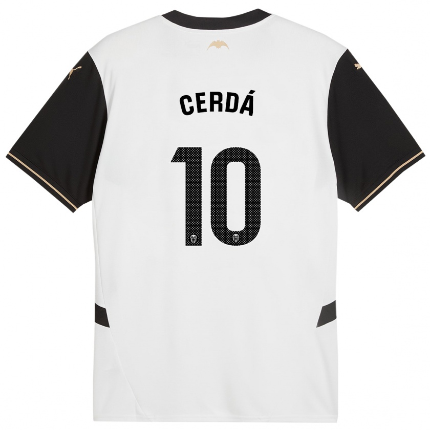 Kandiny Enfant Maillot Alex Cerdá #10 Blanc Noir Tenues Domicile 2024/25 T-Shirt