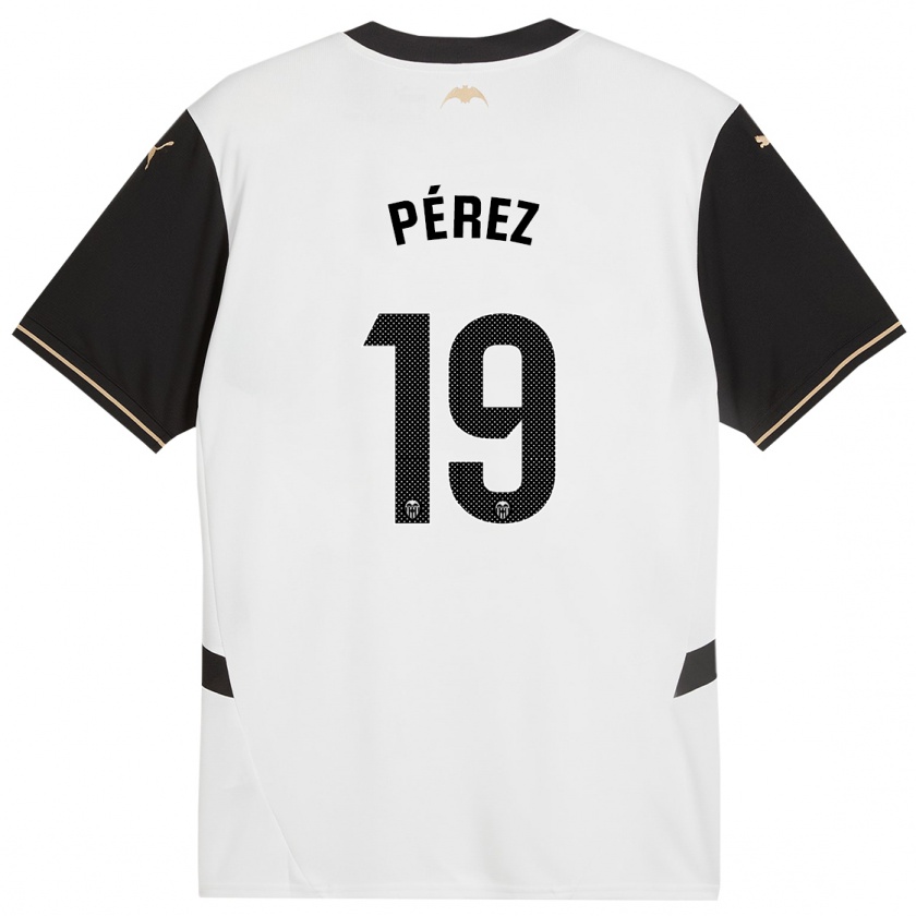 Kandiny Enfant Maillot Joselu Pérez #19 Blanc Noir Tenues Domicile 2024/25 T-Shirt