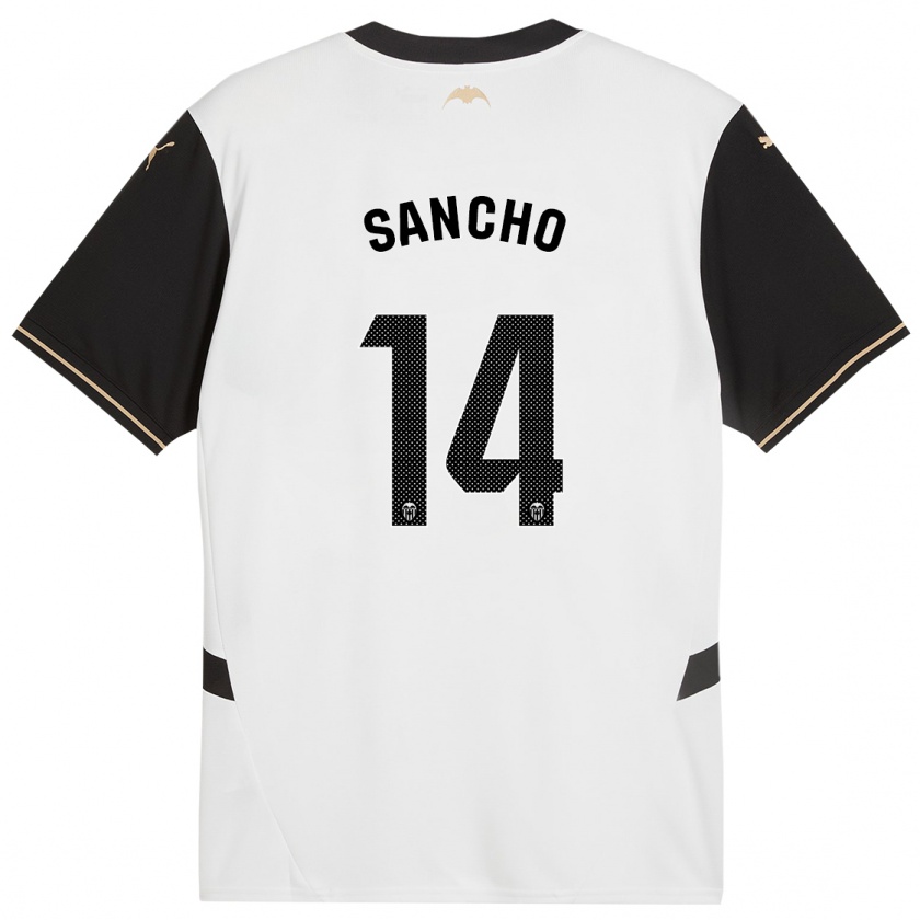 Kandiny Enfant Maillot Pauleta Sancho #14 Blanc Noir Tenues Domicile 2024/25 T-Shirt