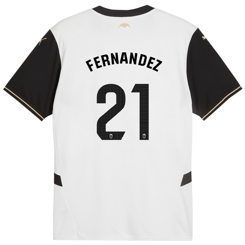 Kandiny Enfant Maillot Estela Fernández #21 Blanc Noir Tenues Domicile 2024/25 T-Shirt