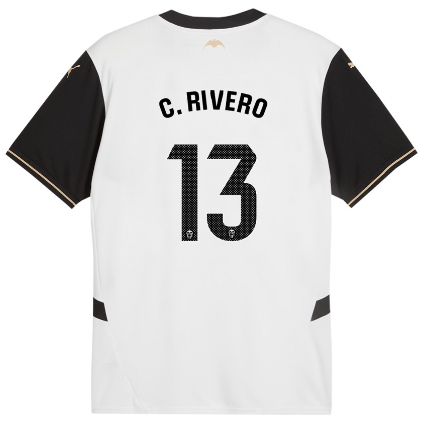 Kandiny Enfant Maillot Cristian Rivero #13 Blanc Noir Tenues Domicile 2024/25 T-Shirt