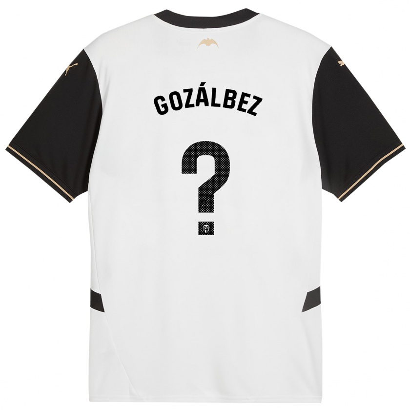 Kandiny Enfant Maillot Pablo Gozálbez #0 Blanc Noir Tenues Domicile 2024/25 T-Shirt