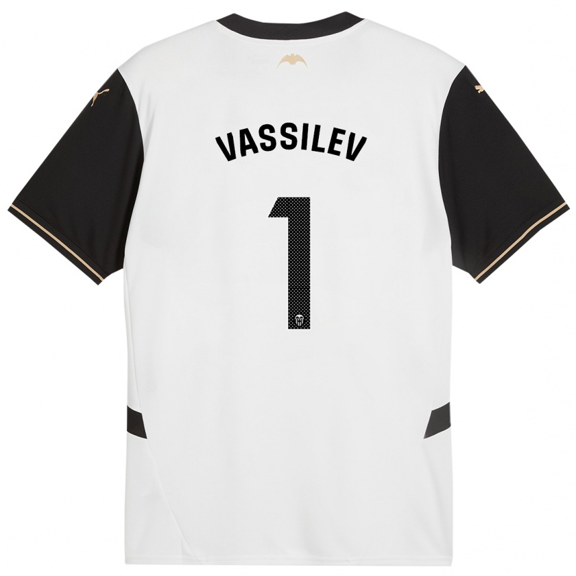 Kandiny Enfant Maillot David Vassilev #1 Blanc Noir Tenues Domicile 2024/25 T-Shirt