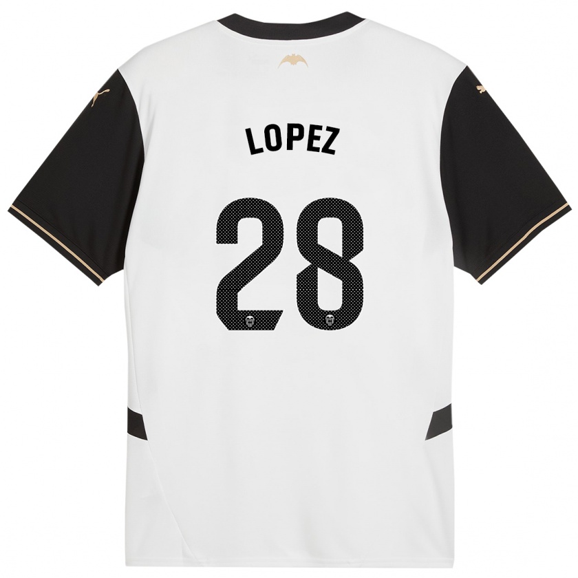 Kandiny Enfant Maillot Saray Lopez #28 Blanc Noir Tenues Domicile 2024/25 T-Shirt