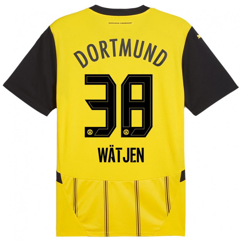 Kandiny Enfant Maillot Kjell Wätjen #38 Jaune Noir Tenues Domicile 2024/25 T-Shirt