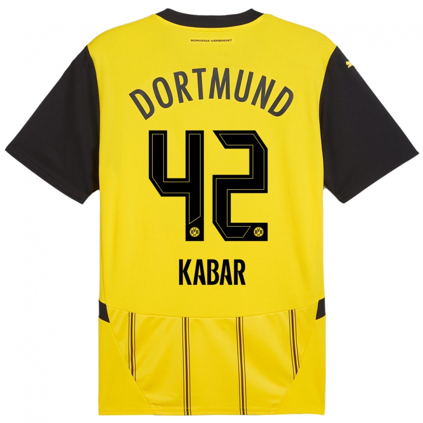 Kandiny Enfant Maillot Almugera Kabar #42 Jaune Noir Tenues Domicile 2024/25 T-Shirt