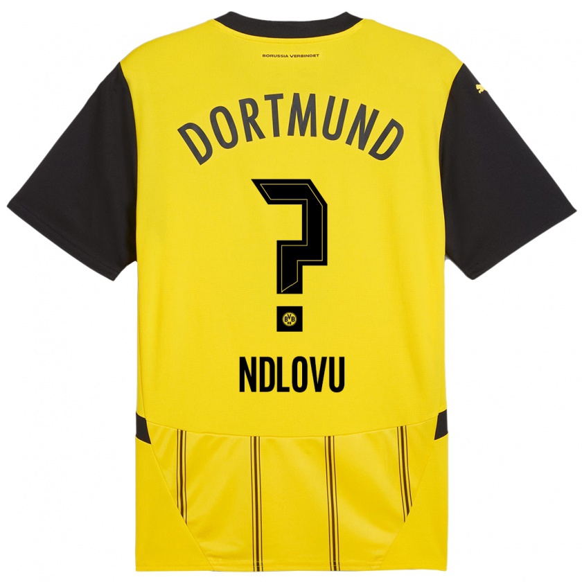 Kandiny Enfant Maillot Desmond Ndlovu #0 Jaune Noir Tenues Domicile 2024/25 T-Shirt