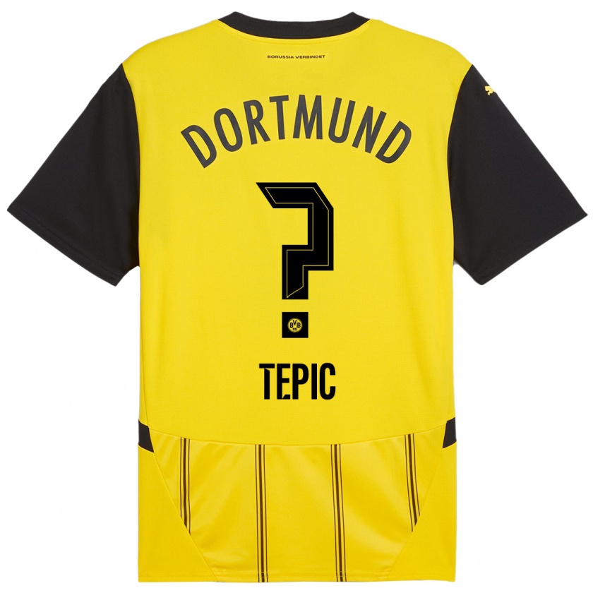 Kandiny Enfant Maillot Lyon Tepic #0 Jaune Noir Tenues Domicile 2024/25 T-Shirt