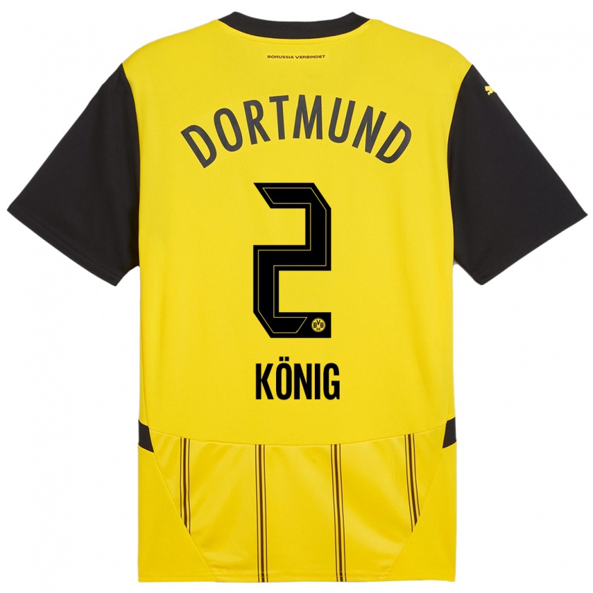 Kandiny Enfant Maillot Niklas König #2 Jaune Noir Tenues Domicile 2024/25 T-Shirt