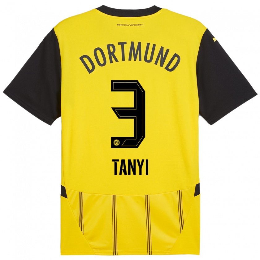 Kandiny Enfant Maillot Paul Tanyi #3 Jaune Noir Tenues Domicile 2024/25 T-Shirt