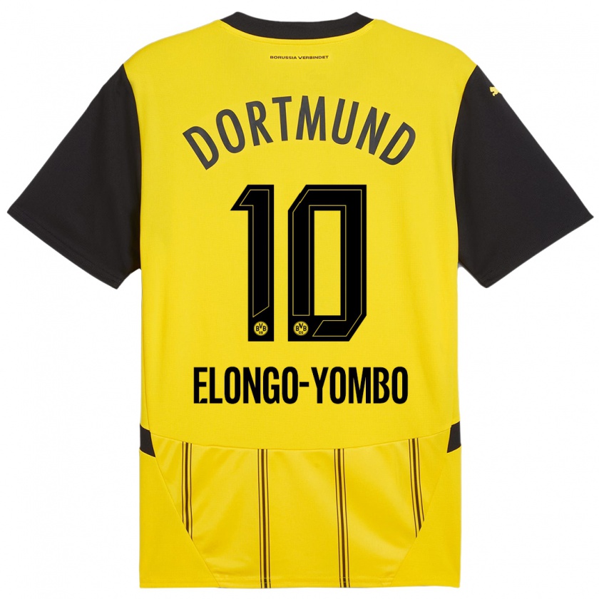 Kandiny Enfant Maillot Rodney Elongo-Yombo #10 Jaune Noir Tenues Domicile 2024/25 T-Shirt