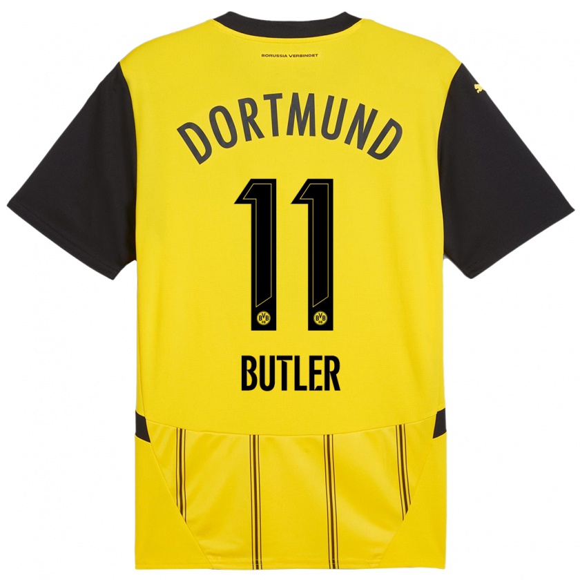 Kandiny Enfant Maillot Justin Butler #11 Jaune Noir Tenues Domicile 2024/25 T-Shirt