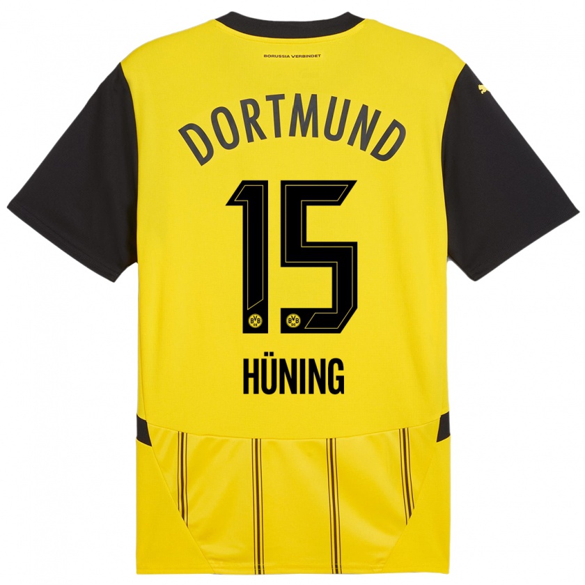 Kandiny Enfant Maillot Ben Hüning #15 Jaune Noir Tenues Domicile 2024/25 T-Shirt