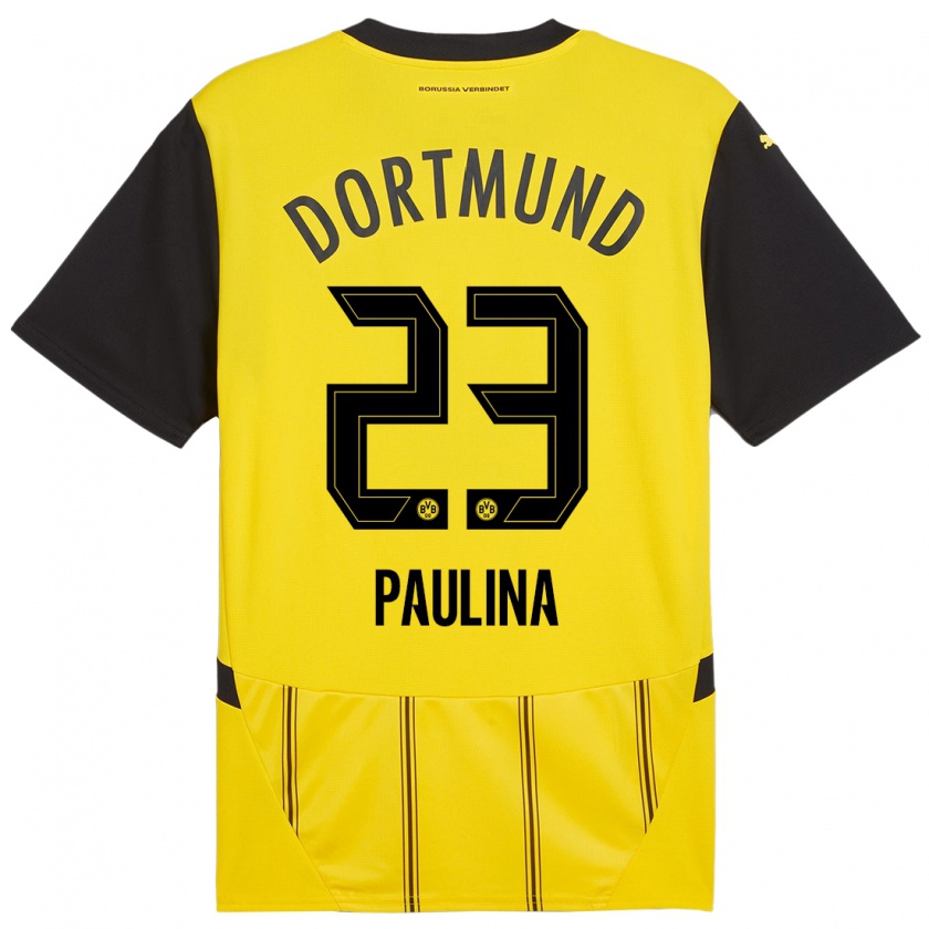 Kandiny Enfant Maillot Jordi Paulina #23 Jaune Noir Tenues Domicile 2024/25 T-Shirt