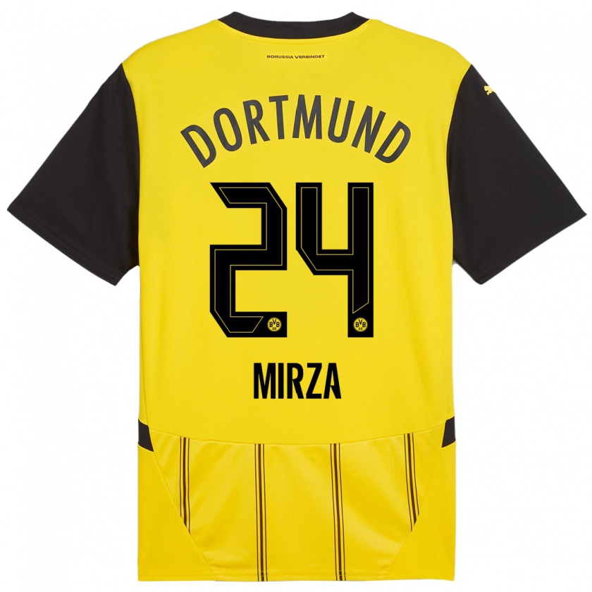 Kandiny Enfant Maillot Marwan-Omir Mirza #24 Jaune Noir Tenues Domicile 2024/25 T-Shirt