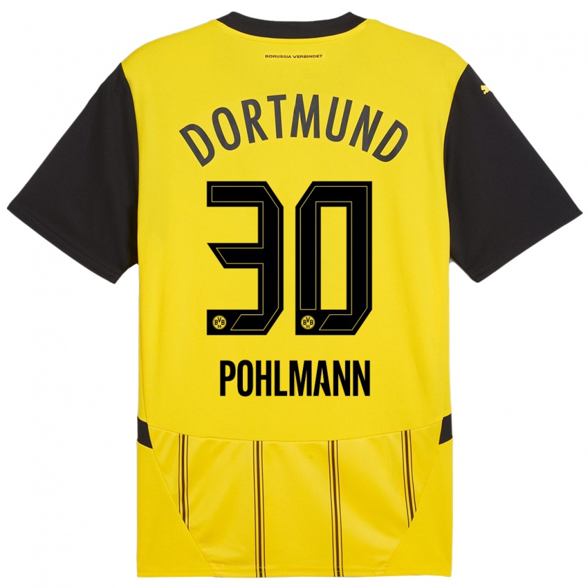 Kandiny Enfant Maillot Ole Pohlmann #30 Jaune Noir Tenues Domicile 2024/25 T-Shirt