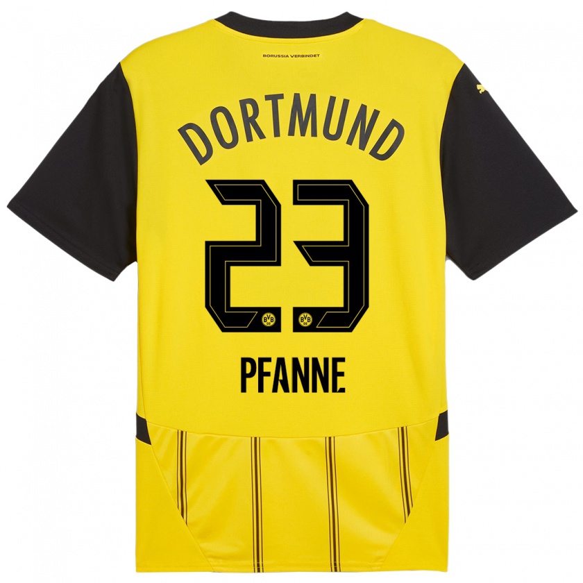 Kandiny Enfant Maillot Franz Pfanne #23 Jaune Noir Tenues Domicile 2024/25 T-Shirt