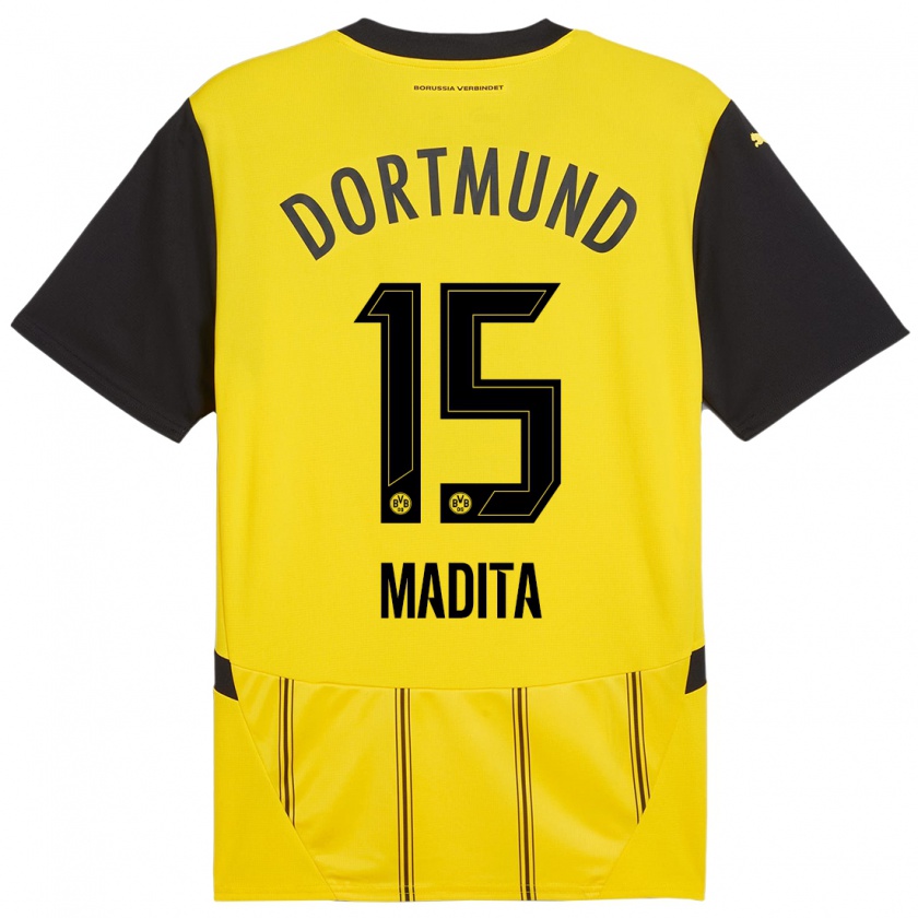 Kandiny Enfant Maillot Kohorst Madita #15 Jaune Noir Tenues Domicile 2024/25 T-Shirt