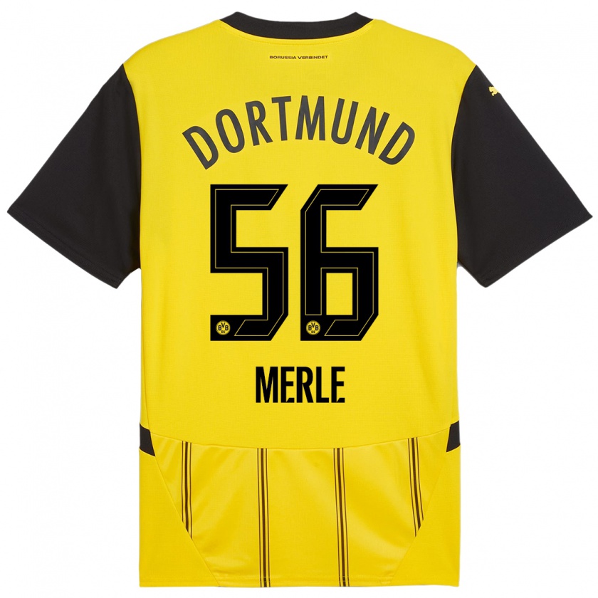 Kandiny Enfant Maillot Albers Merle #56 Jaune Noir Tenues Domicile 2024/25 T-Shirt