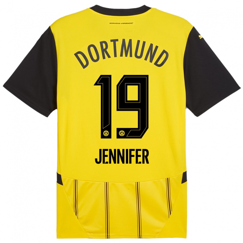 Kandiny Enfant Maillot Gutierrez Bermejo Jennifer #19 Jaune Noir Tenues Domicile 2024/25 T-Shirt