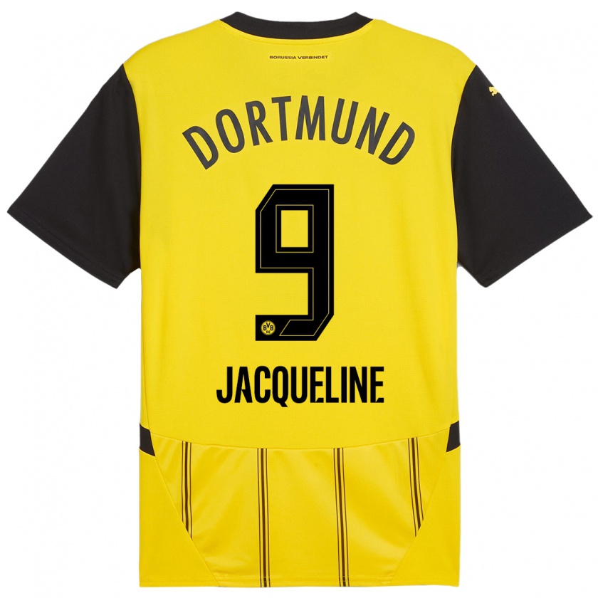 Kandiny Enfant Maillot Moreno Jacqueline #9 Jaune Noir Tenues Domicile 2024/25 T-Shirt